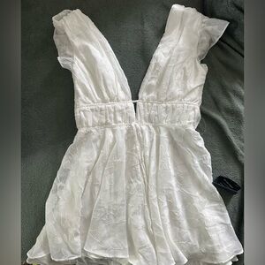 Lulu’s All About the Flowers White Burnout Floral Ruffled Romper